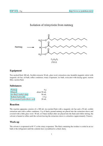 Isolation of trimyristin from nutmeg