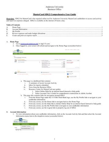 MasterCard SDG2 Comprehensive User Guide - Anderson University