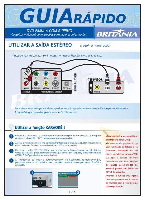 Utilizar a função KARAOKÊ - Britânia