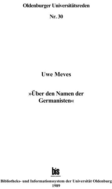 Uwe Meves »Über den Namen der Germanisten« - oops
