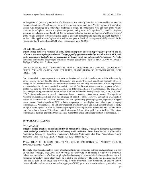 IARA Vol. XXVI No. 1 Year. 2009 (pdf, 1420 kb) - Pustaka Deptan