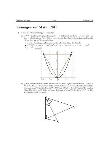 Lösungen zur Matur 2010 - Mathematik