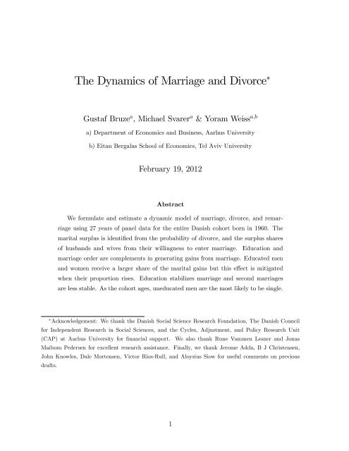 Dynamics of Marriage and Divorce&quot; - Sciences Po