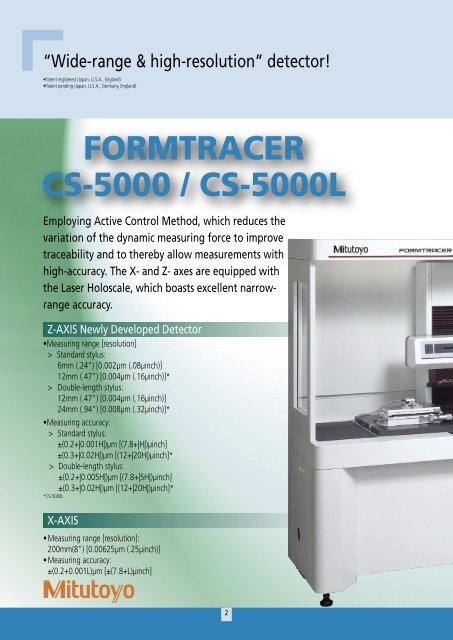 FORMTRACER CS-5000 - Mitutoyo Scandinavia AB