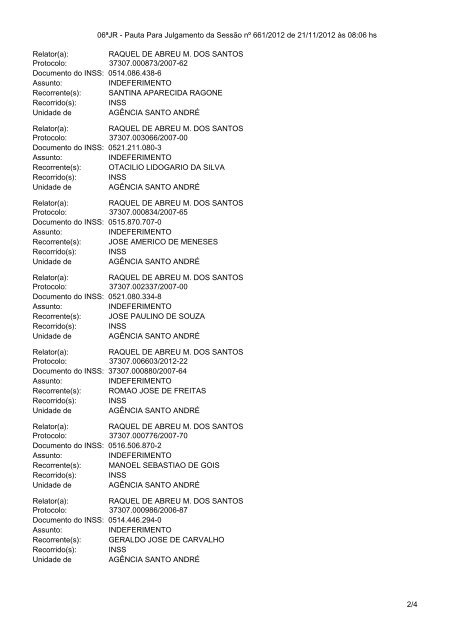 Pautas de julgamento nÂº 655 a 679 da 6Âª junta de recursos