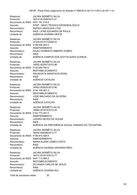 Pautas de julgamento nÂº 655 a 679 da 6Âª junta de recursos