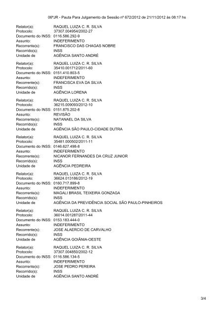 Pautas de julgamento nÂº 655 a 679 da 6Âª junta de recursos