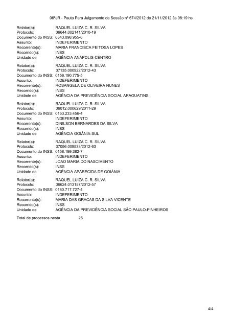 Pautas de julgamento nÂº 655 a 679 da 6Âª junta de recursos