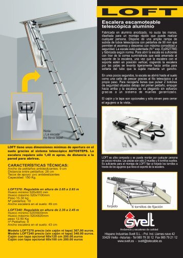 Ficha tÃ©cnica de la escalera escamoteable telescÃ³pica - Logismarket
