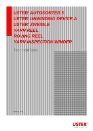 Technical specification USTERÂ® ZWEIGLE INSPECTION WINDER