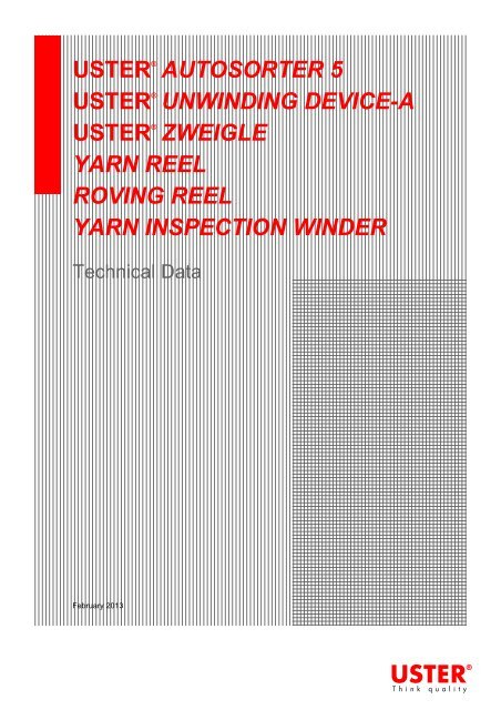 Technical specification USTERÂ® ZWEIGLE INSPECTION WINDER