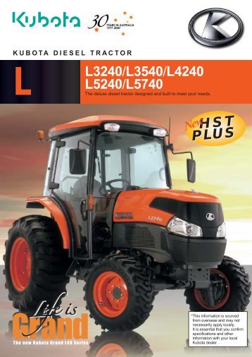 L L3240/L3540/L4240 L5240/L5740 HST PLUS HST PLUS - Kubota