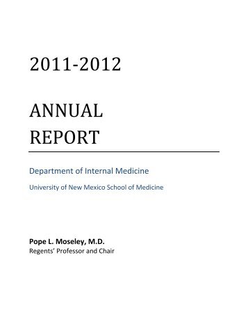 FY 2011 - Department of Internal Medicine - University of New Mexico