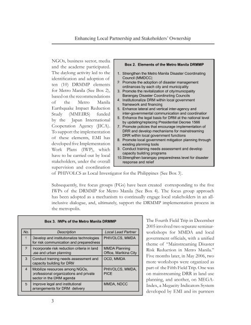 Implementing the DRMMP in Metro Manila - Pacific Disaster Center