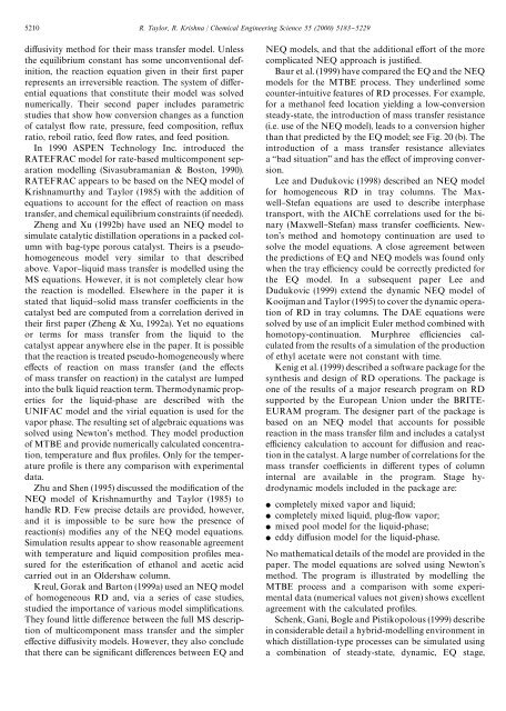 Modelling reactive distillation