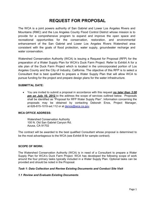 REQUEST FOR PROPOSAL - Watershed Conservation Authority