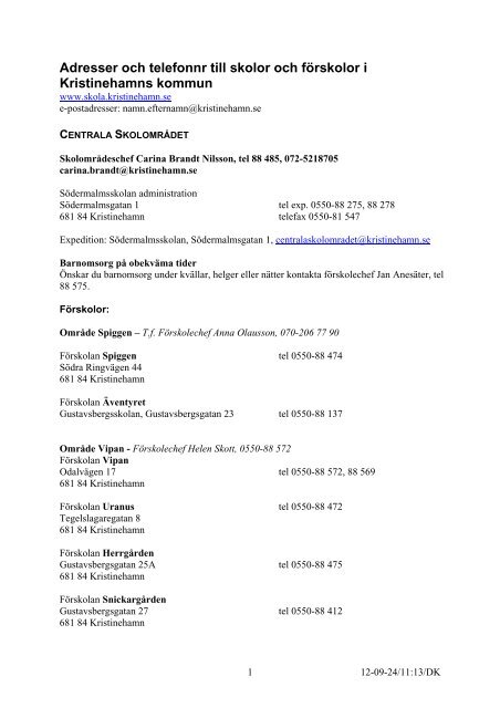 Förteckning över skolor och förskolor i Kristinehamns kommun