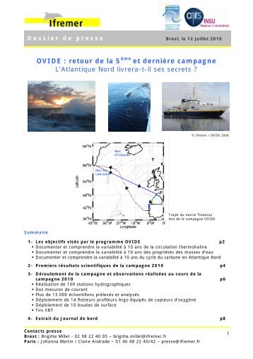 Dossier de presse OVIDE - Ifremer