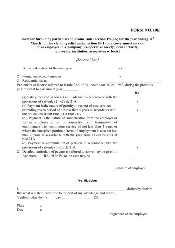 Form for furnishing particulars of income under section ... - Sa-Dhan