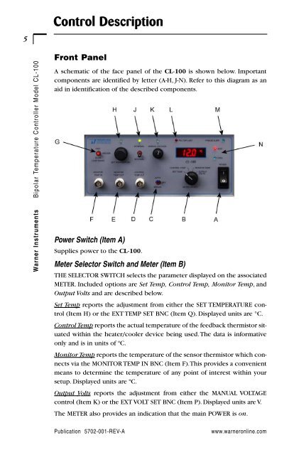 Model CL-100 Bipolar Temperature Controller - Harvard Apparatus UK