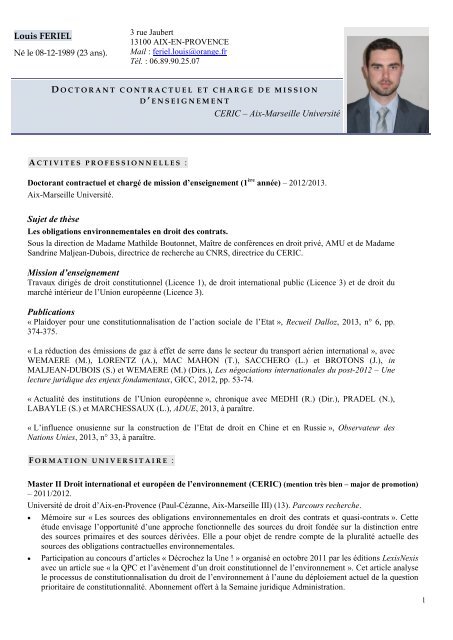 Louis FERIEL CERIC â Aix-Marseille UniversitÃ© Sujet de thÃ¨se ...