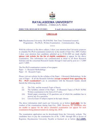 RAYALASEEMA UNIVERSITY