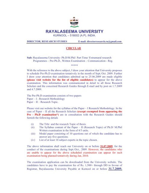 RAYALASEEMA UNIVERSITY