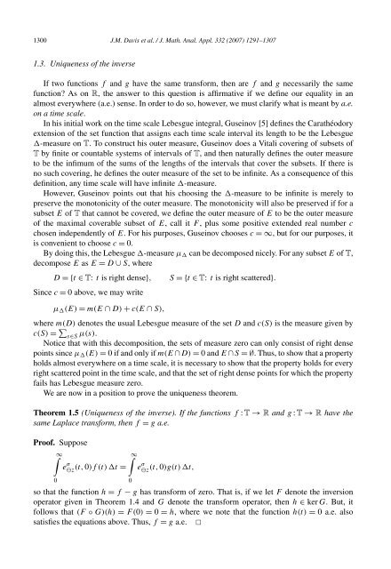 The Laplace transform on time scales revisited - ECS - Baylor ...