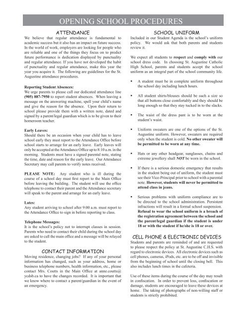 August 2011 Newsletter - St. Augustine CHS
