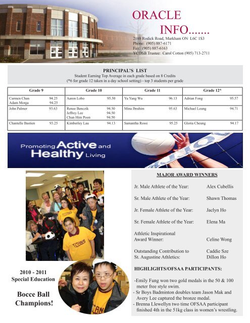 August 2011 Newsletter - St. Augustine CHS