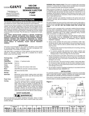 18s-cim submersible sewage ejector pump - Franklin Electric