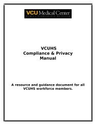 VCUHS Compliance & Privacy Manual - Virginia Commonwealth ...