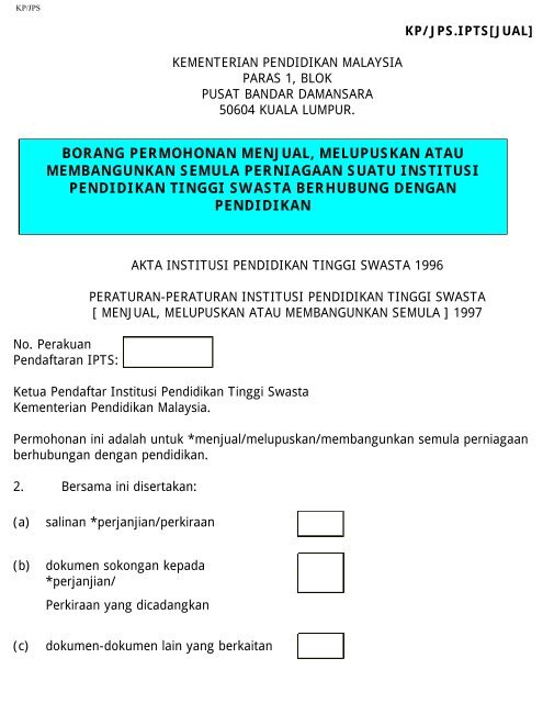 KP/JPS.IPTS[JUAL] - Jabatan Pengajian Tinggi