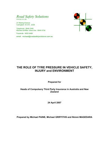 Tyre Pressure Report - Motor Accident Insurance Commission