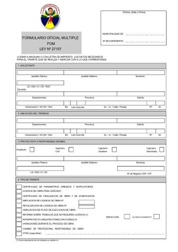 FORMULARIO OFICIAL MULTIPLE - Municipalidad Distrital de Castilla