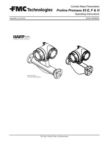 Proline Promass 83E/F/O Operation Manual - FMC Technologies