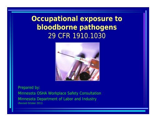 Bloodborne pathogens - Minnesota Department of Labor and Industry