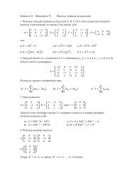 Zadania nr 8 Matematyka 75 Macierze, dziaÃ…Â‚ania na macierzach 1 . 