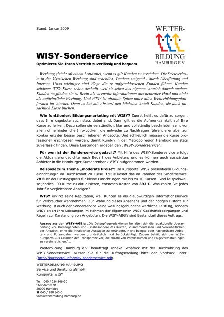 WISY-Sonderservice - Kursportal WISY