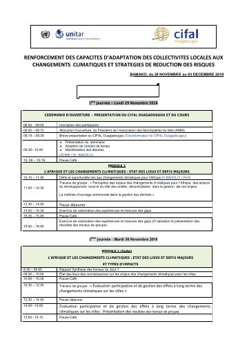 l'agenda - CIFAL Ouagadougou