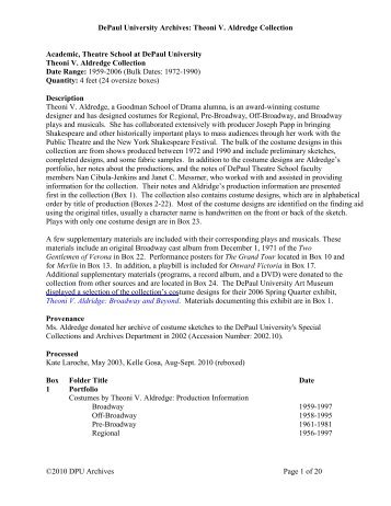 Theoni V. Aldredge Collection - DePaul University Libraries