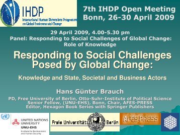 Responding to Social Challenges Posed by Global Change: