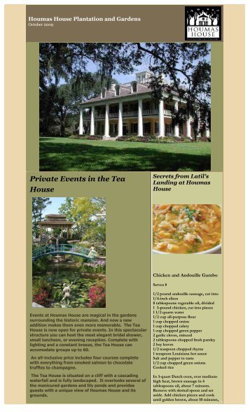 Private Events in the Tea House - Houmas House Plantation and ...