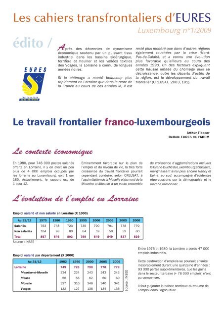 Le travail frontalier franco-luxembourgeois. - Eures
