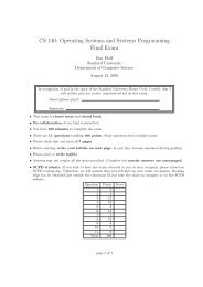 CS 140: Operating Systems and Systems Programming Final Exam