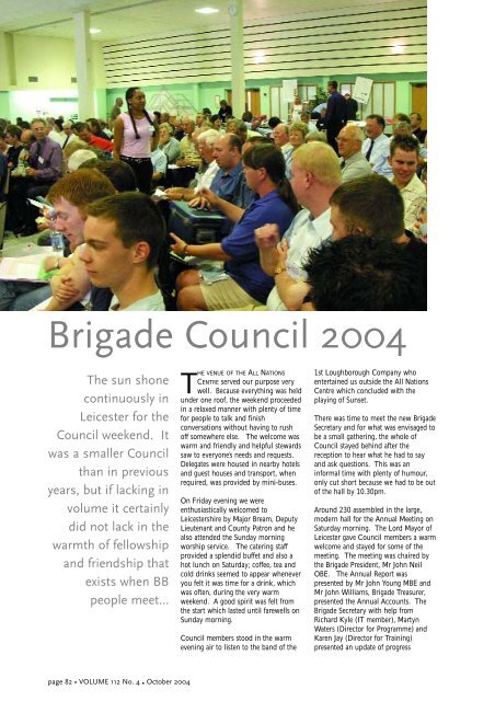 October 2004 - The Boys' Brigade