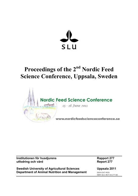 Proceedings of the 2 Nordic Feed Science Conference, Uppsala - SLU Proceedings of the 2 Nordic Feed Science Conference, Uppsala - SLU