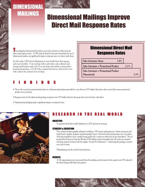 Dimensional Mailings Improved Direct Mail Response Rates
