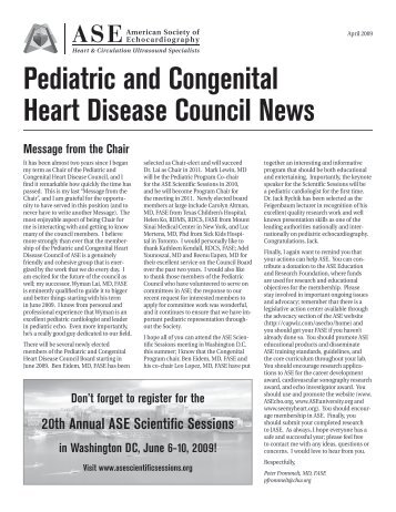 Pediatric and Congenital Heart Disease Council News Message ...