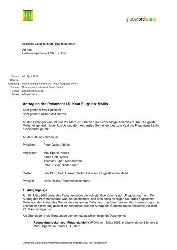 Flugplatz Mollis Kommissionsbericht - Gemeinde Glarus Nord
